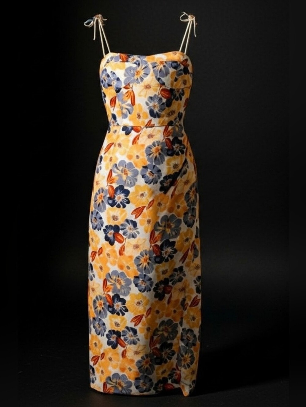 The CIDER "Elara" Floral Tie-Shoulder Slit Midi Dress